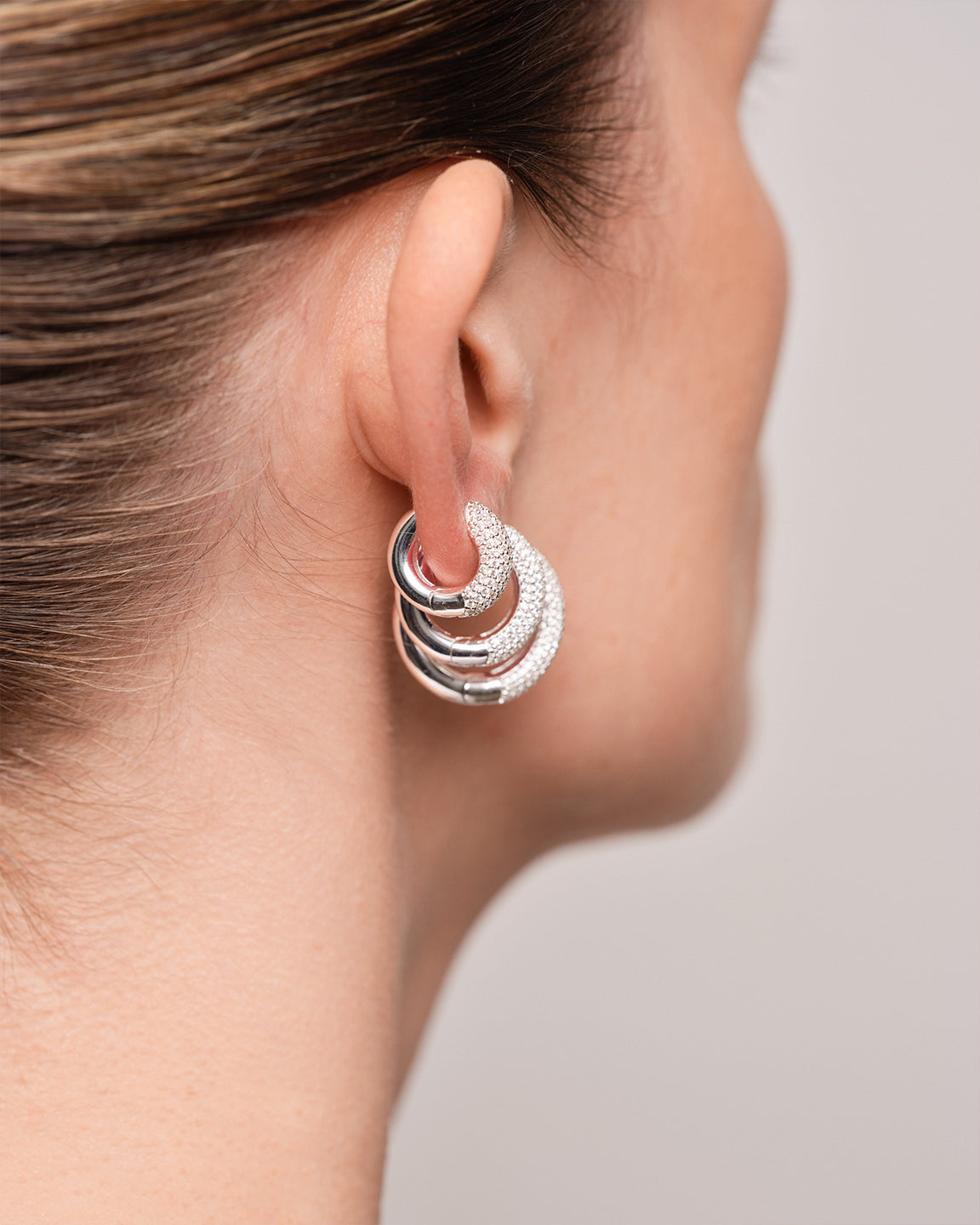 Bold Pave Hoops Large