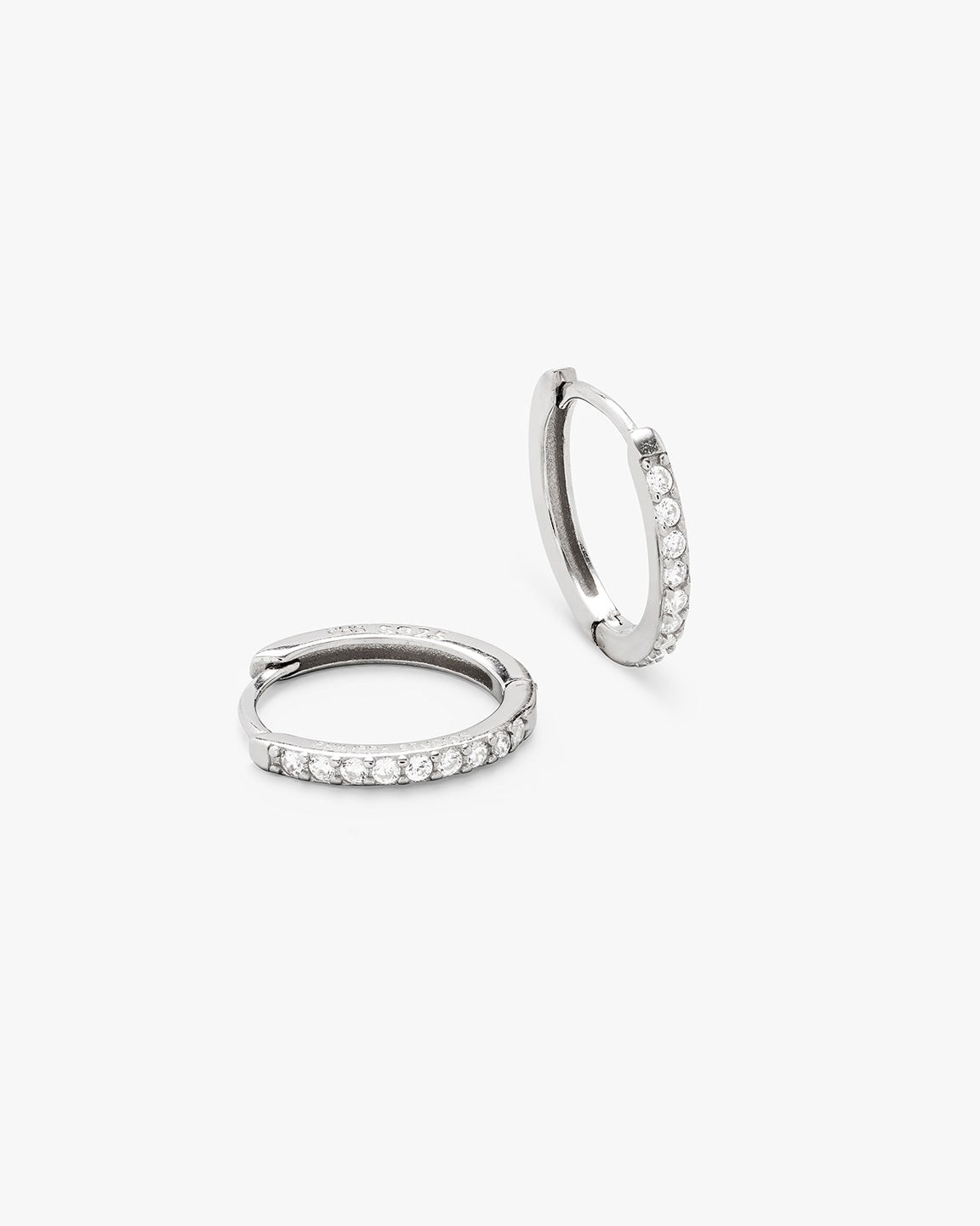 Pave Hoops White Medium
