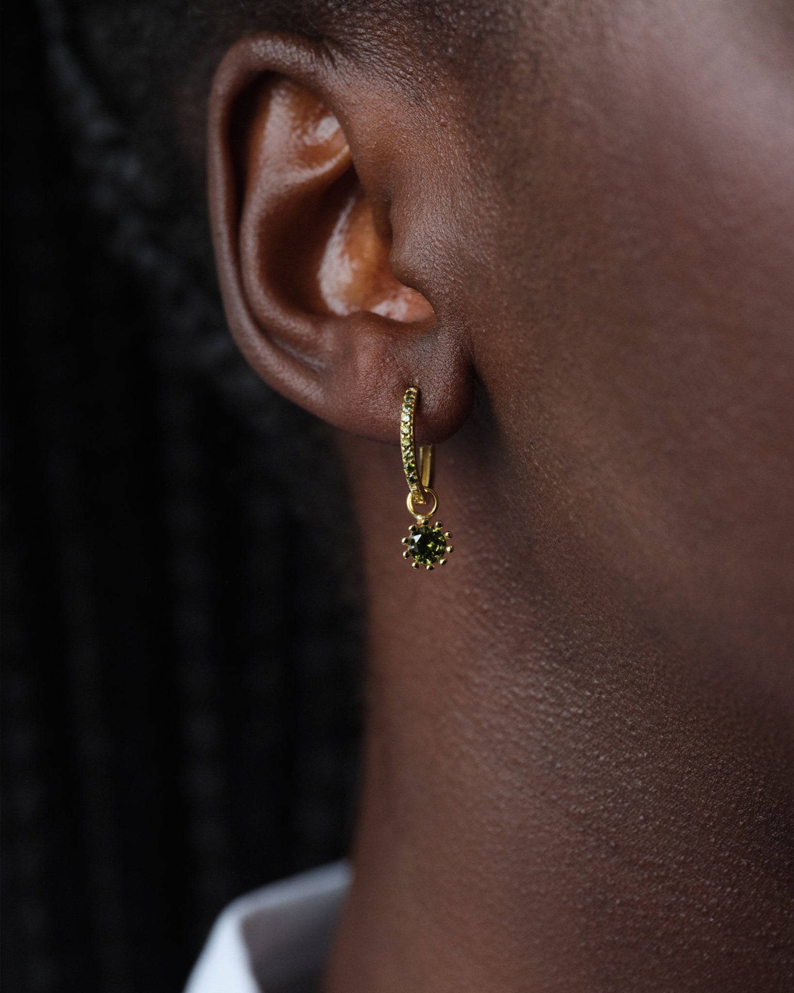 Pave Hoops Peridot Medium