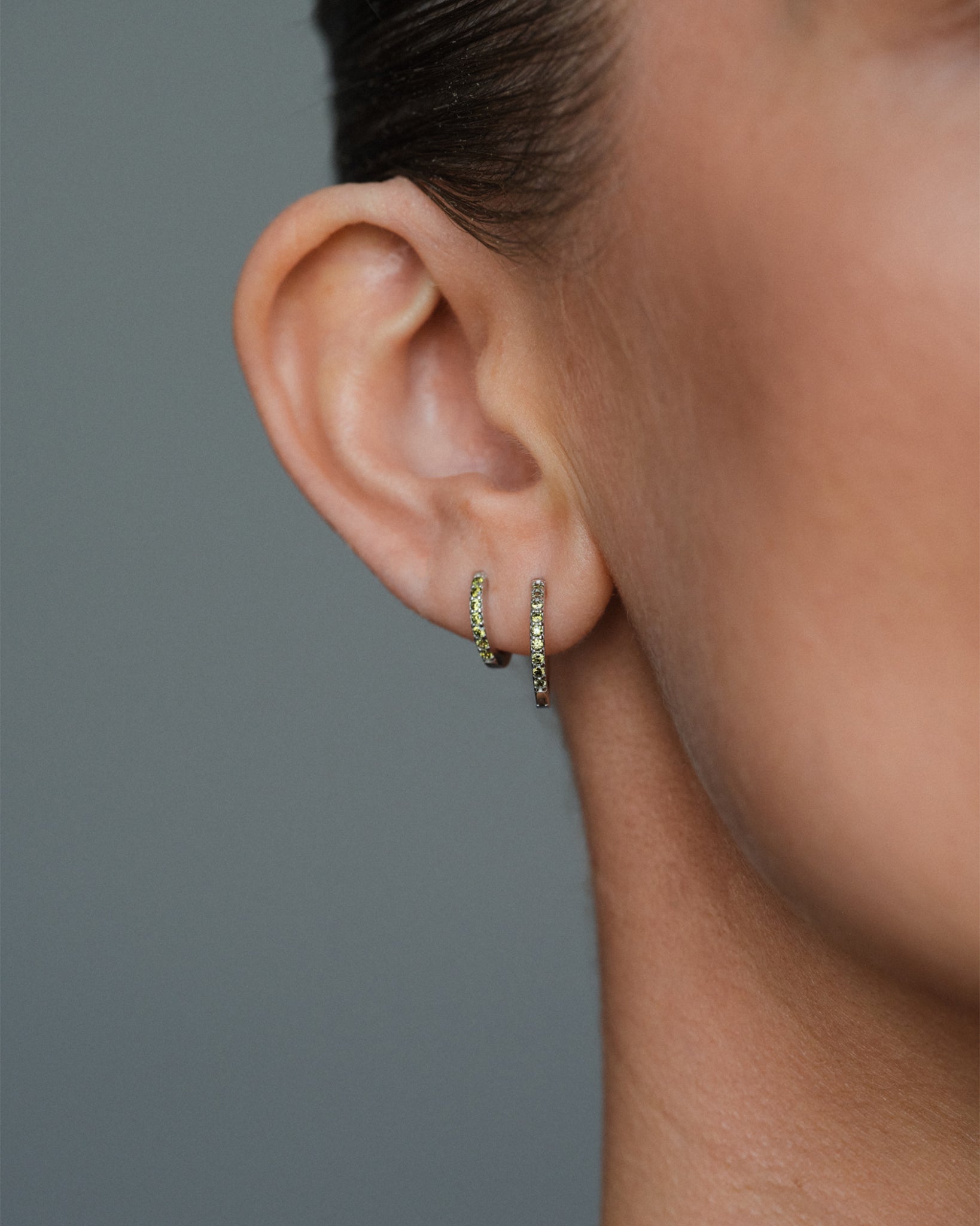 Pave Hoops Peridot Medium