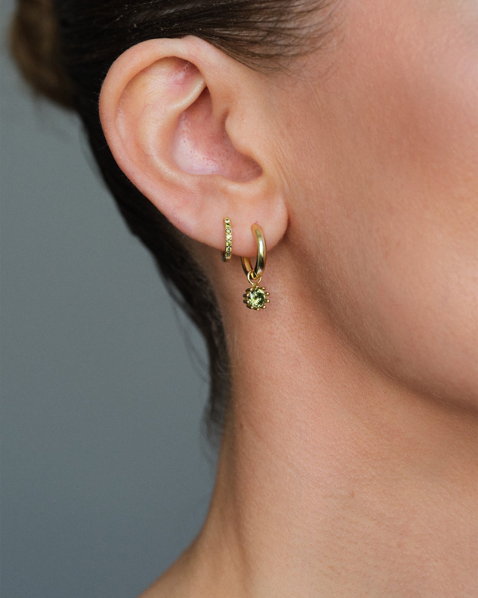 Pave Hoops Peridot Small