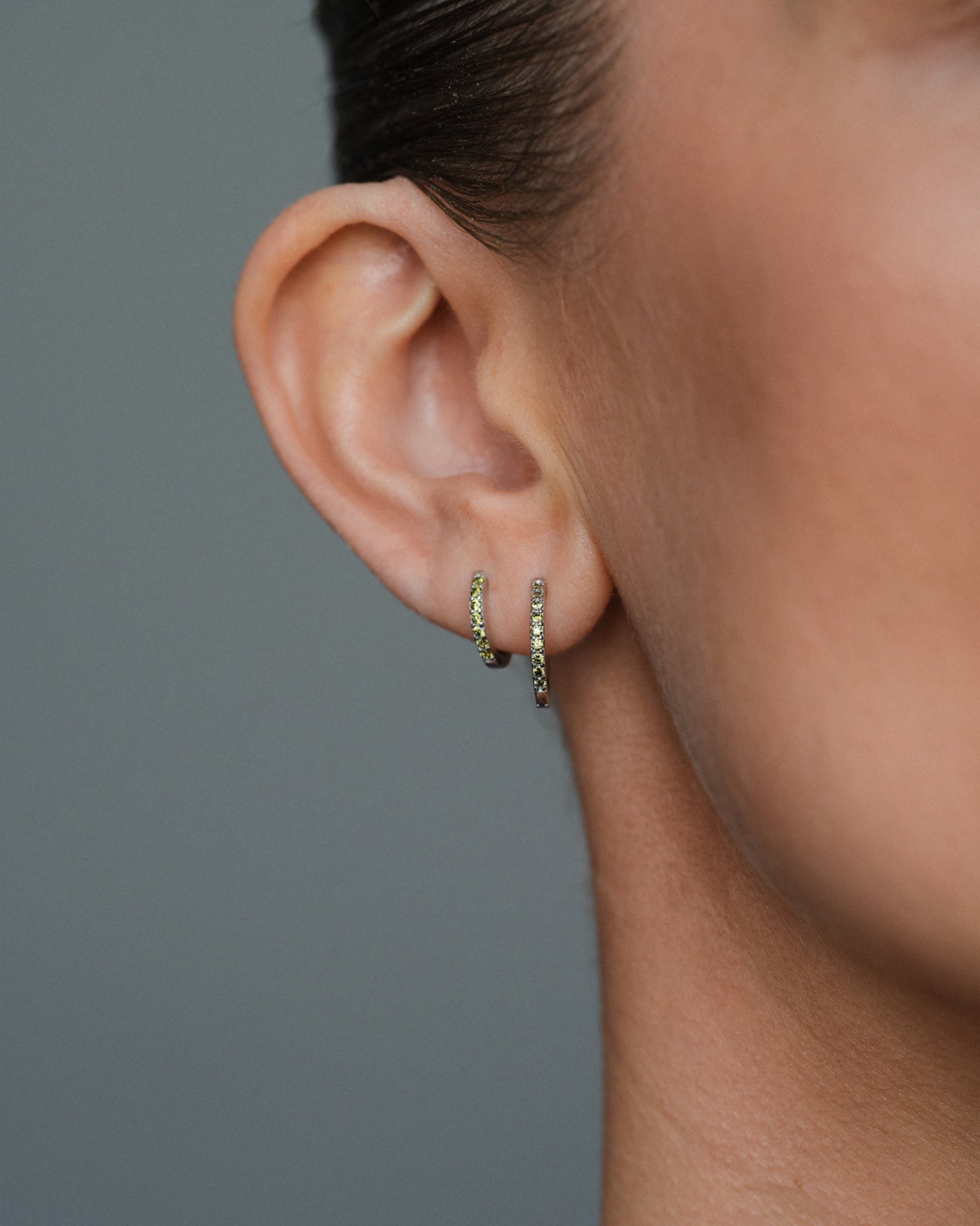 Pave Hoops Peridot Small