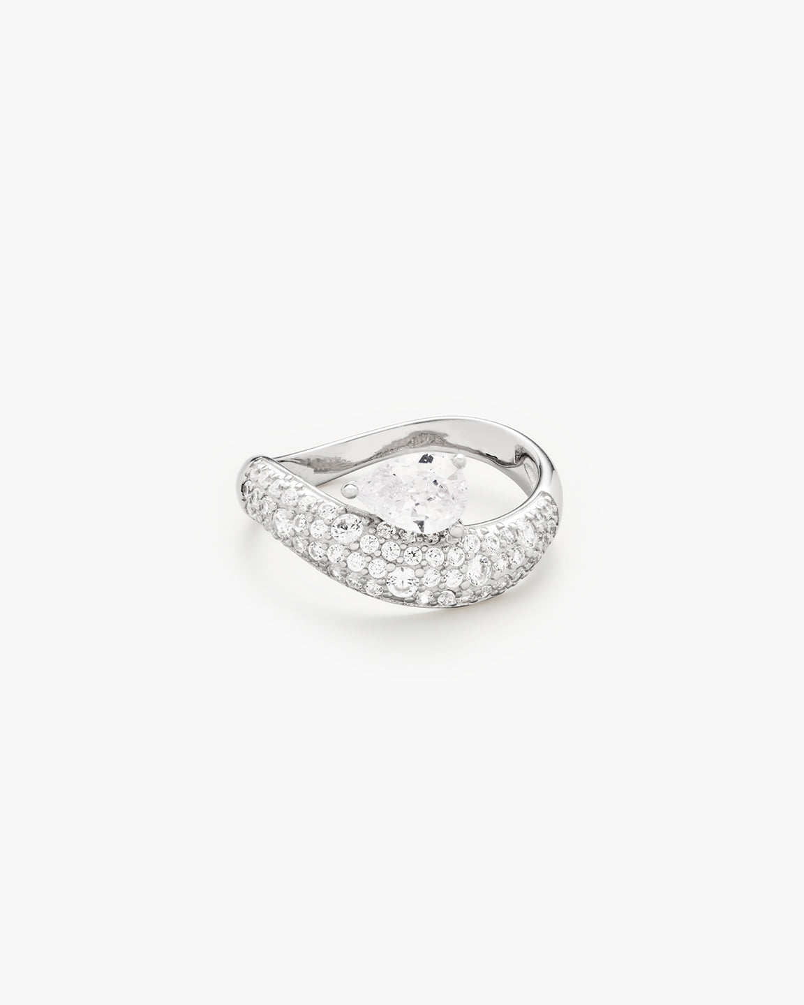 Wave Pear Pave Ring