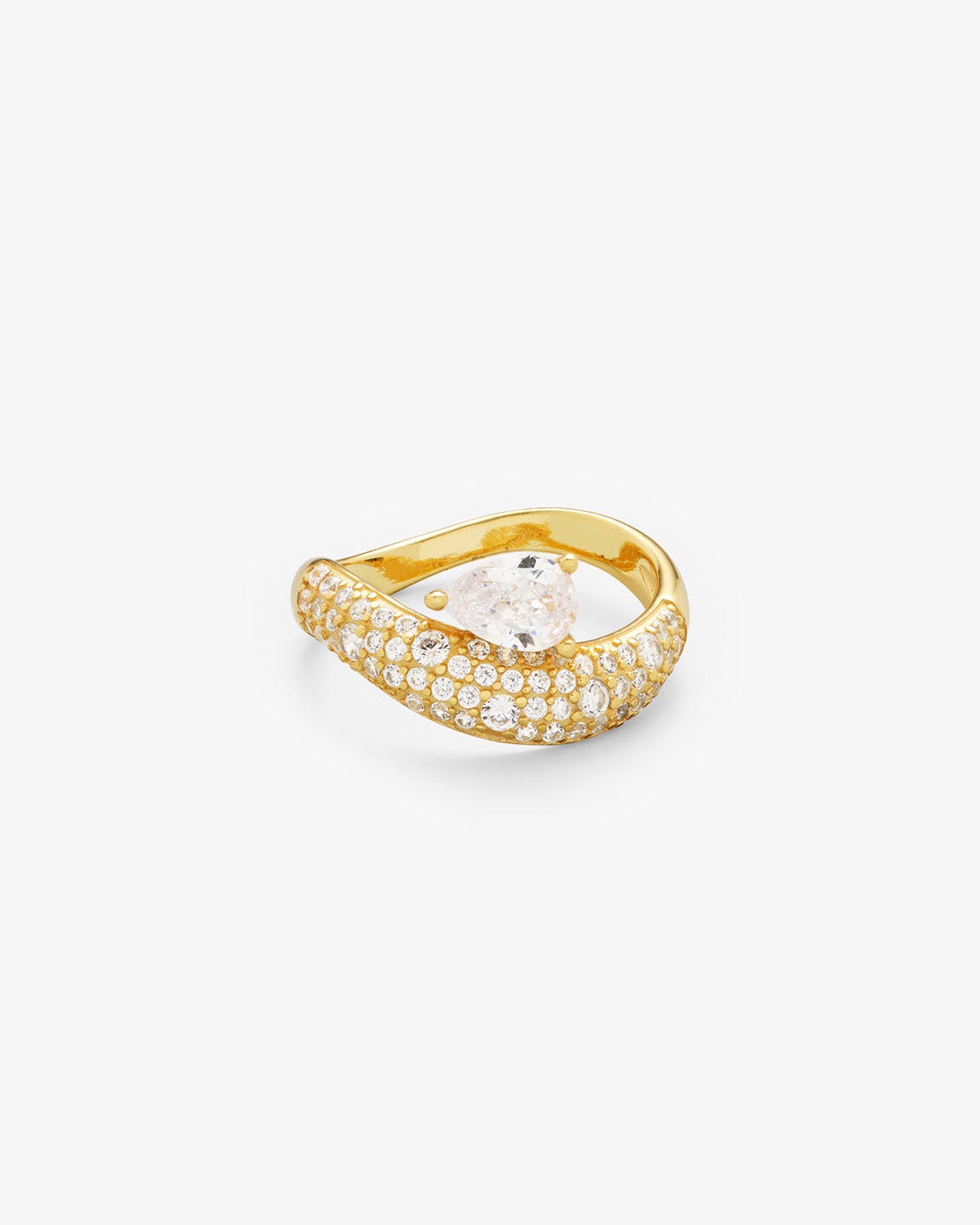 Wave Pear Pave Ring