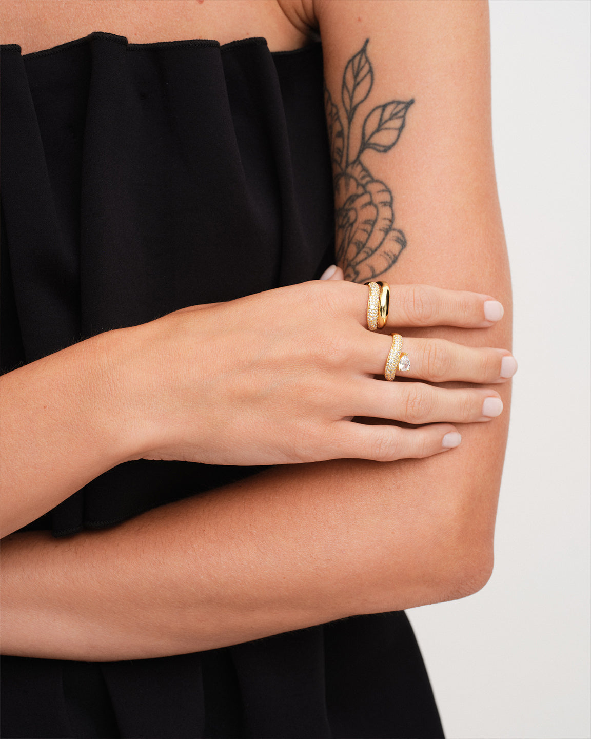 Wave Pear Pave Ring