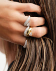 Wave Pear Pave Ring
