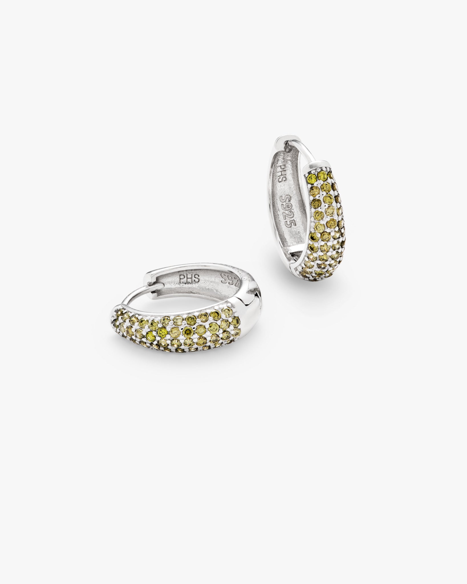 Dome Pave Hoops Peridot Medium