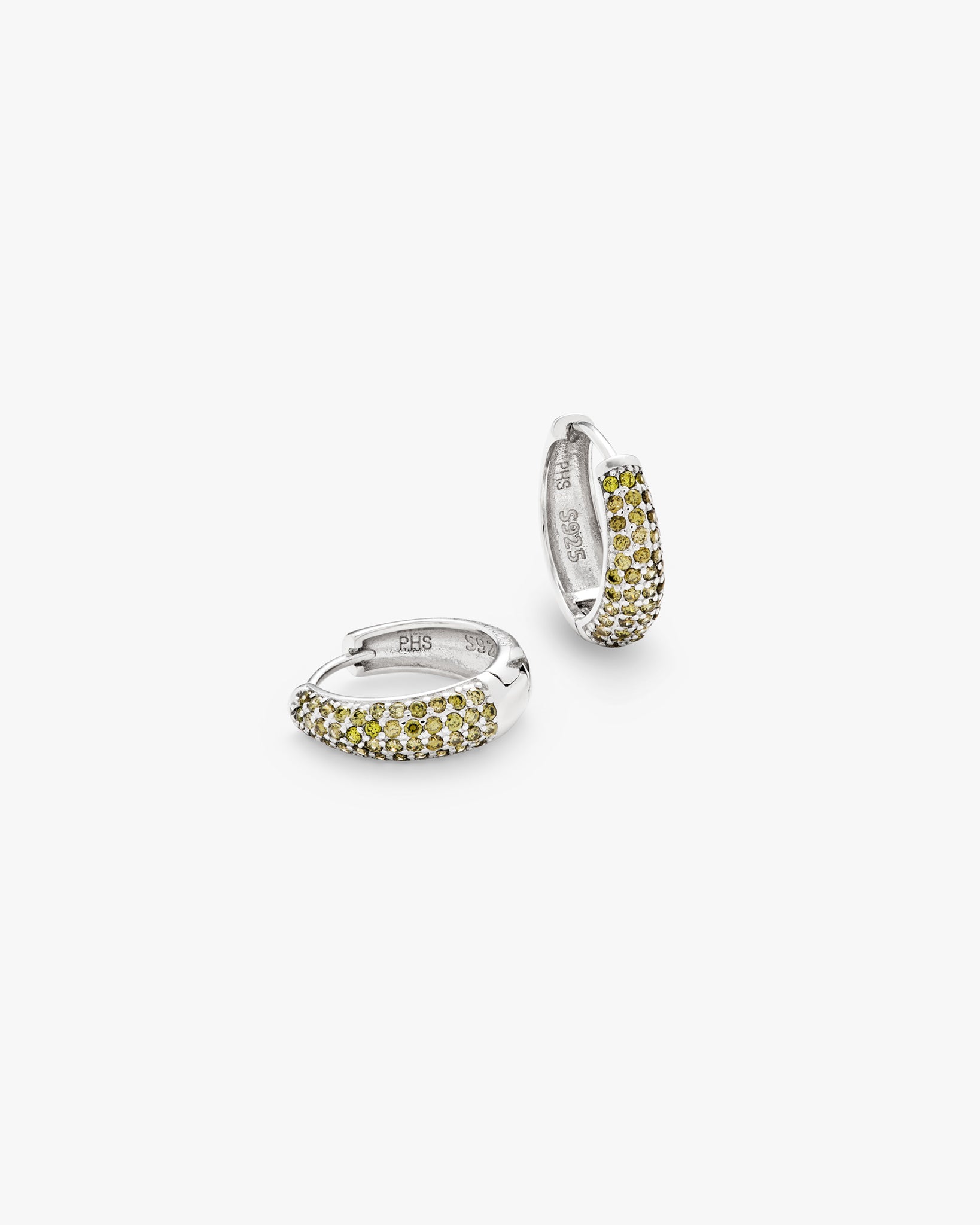 Dome Pave Hoops Peridot Small