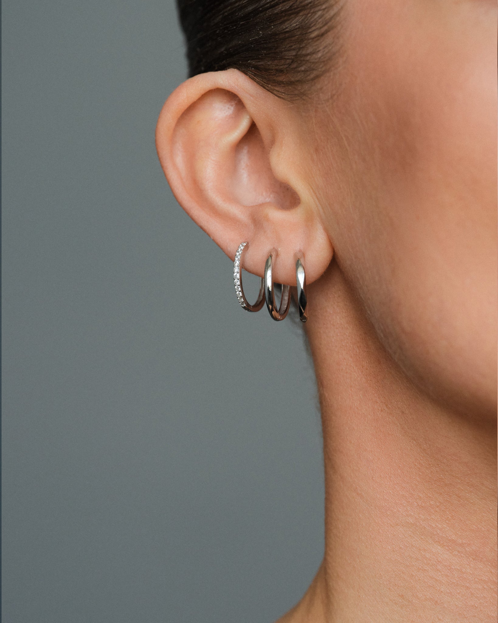 Pave Hoops White Large