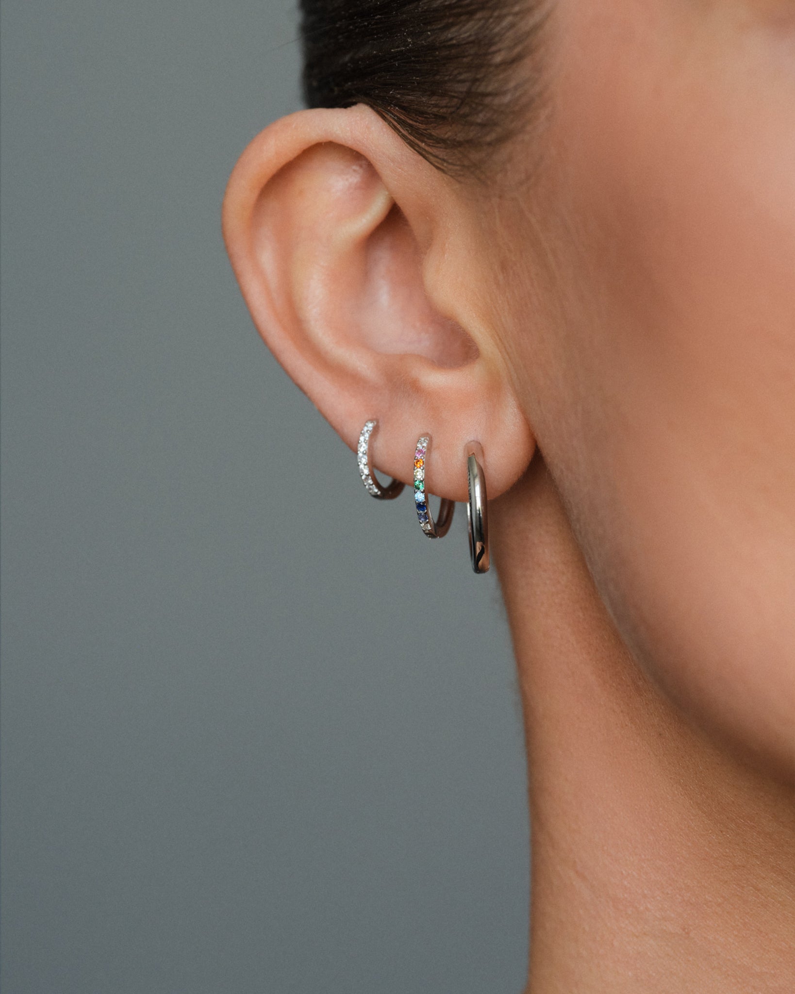 Pave Hoops Rainbow Medium