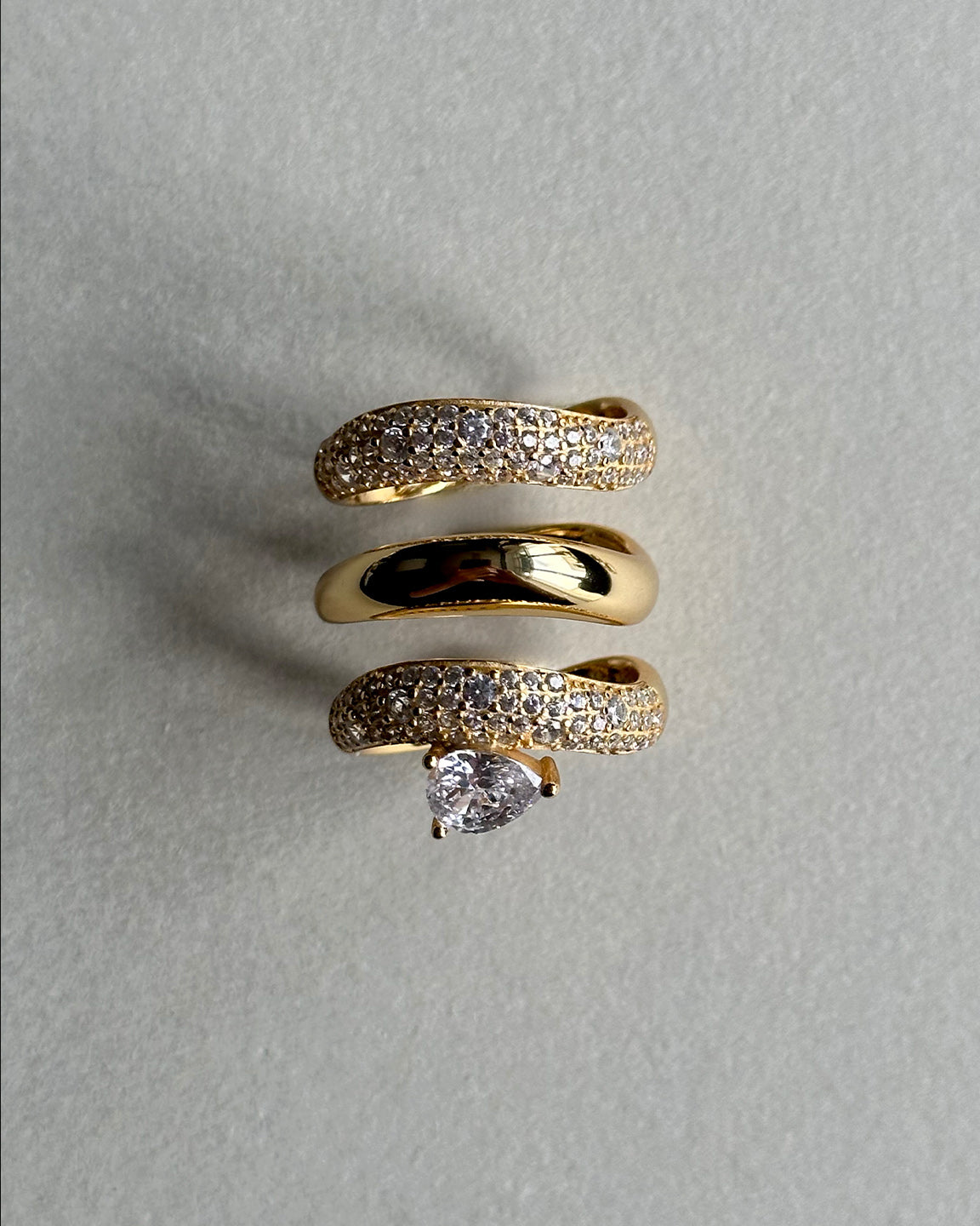 Wave Pear Pave Ring Gull 